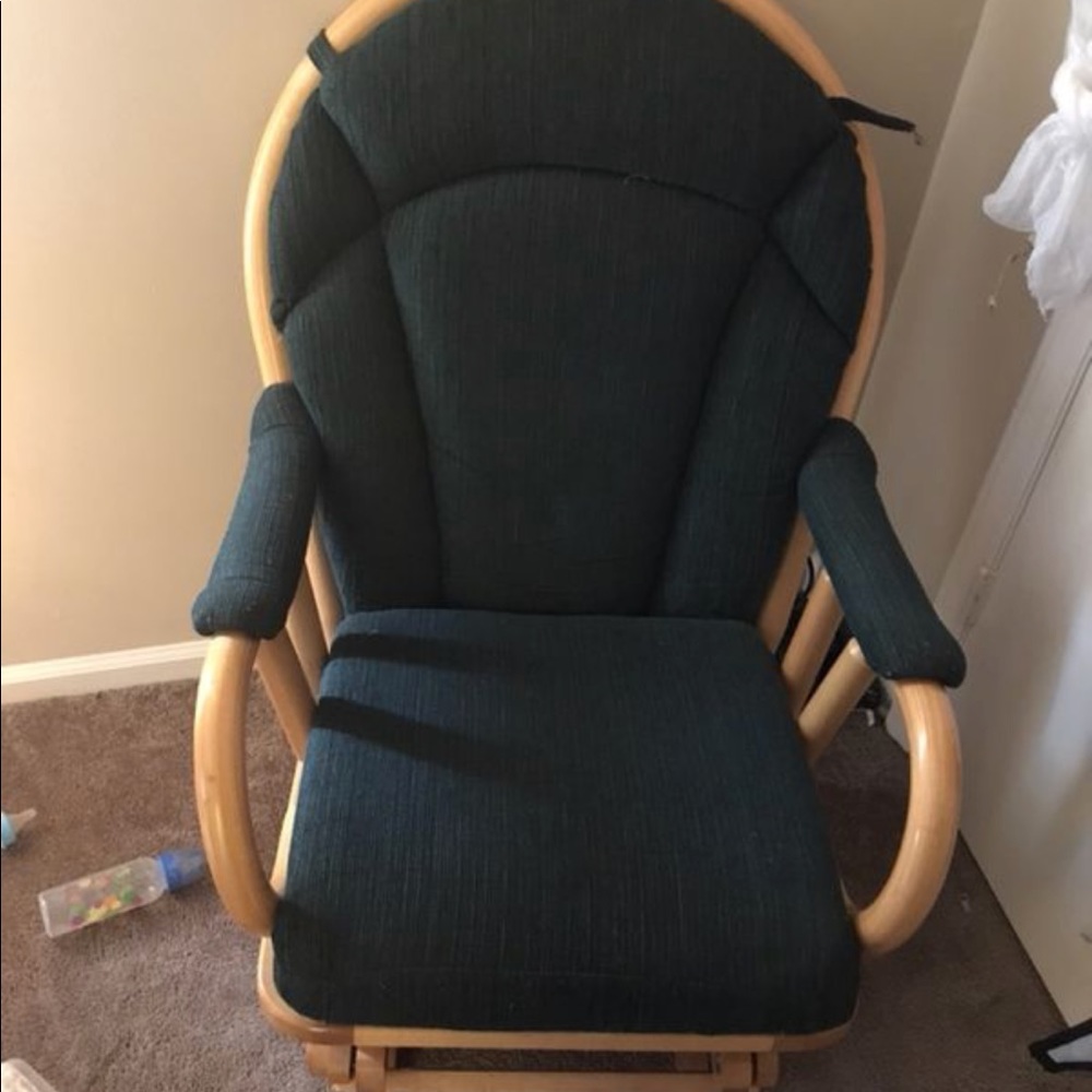 Wood framed green rocking chair/glider